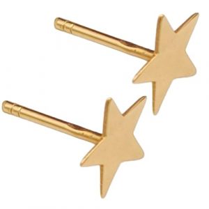 Boucles d’oreilles puces or jaune 18 carats 0.58gr Or 750/1000 – design étoile minimaliste, finition polie artisanale – Salia Gold Paris