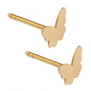 Boucles d’oreilles puces or jaune 18 carats – 0.64 gr Or 750/1000 – design papillon aux ailes incurvées – symbole de grâce et de liberté – Salia Gold Paris