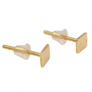 Boucles d’oreilles puces or jaune 18 carats – 0.66 gr Or 750/1000 – design carré minimaliste et géométrique – élégance moderne – Salia Gold Paris
