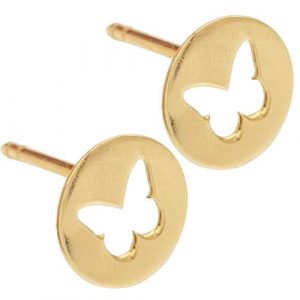 Boucles d’oreilles puces or jaune 18 carats 0.78gr Or 750/1000 – design papillon ajouré, finition polie artisanale – Salia Gold Paris