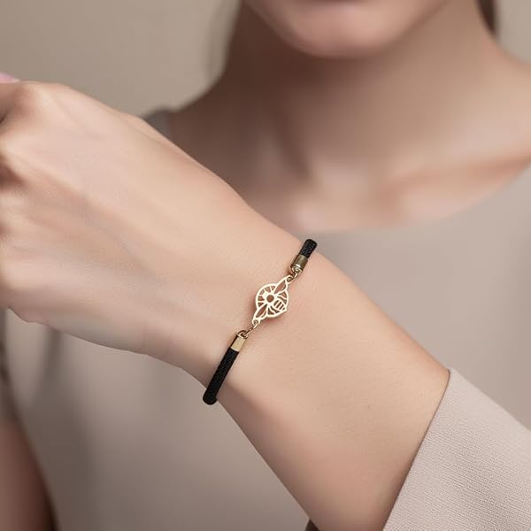 Bracelet Femme – or 18 carats – 0.28 gr – cercle abeille sur cordon, naturelle – Valeur refuge – Idée cadeau – poinçon 750 – Certificat d’authenticité – Salia Gold Paris - Image 3