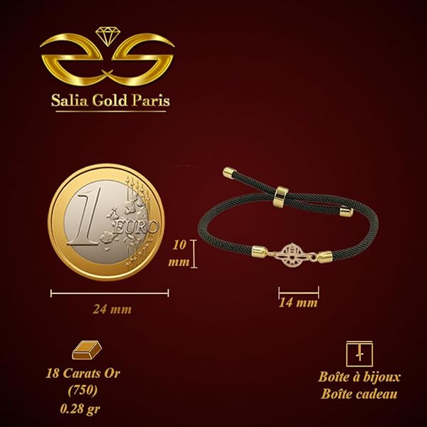 Bracelet Femme – or 18 carats – 0.28 gr – cercle abeille sur cordon, naturelle – Valeur refuge – Idée cadeau – poinçon 750 – Certificat d’authenticité – Salia Gold Paris - Image 4