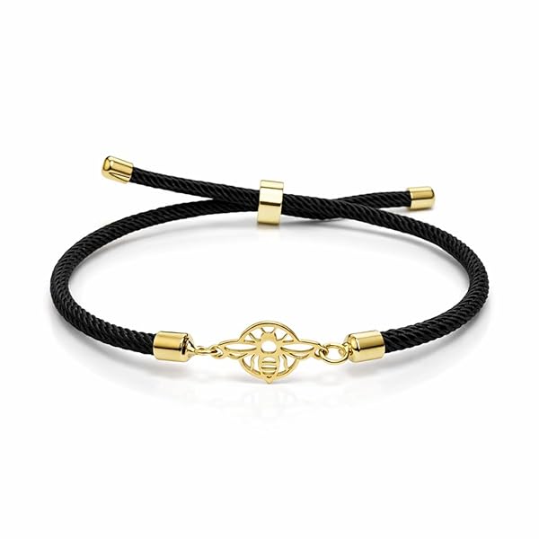 Bracelet Femme – or 18 carats – 0.28 gr – cercle abeille sur cordon, naturelle – Valeur refuge – Idée cadeau – poinçon 750 – Certificat d’authenticité – Salia Gold Paris