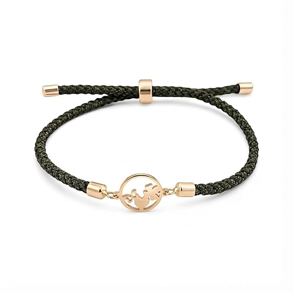 Bracelet Femme – or 18 carats – 0.31 gr – cercle cœur fleur papillon sur cordon, création – Valeur refuge – Idée cadeau – poinçon 750 – Certificat d’authenticité – Salia Gold Paris