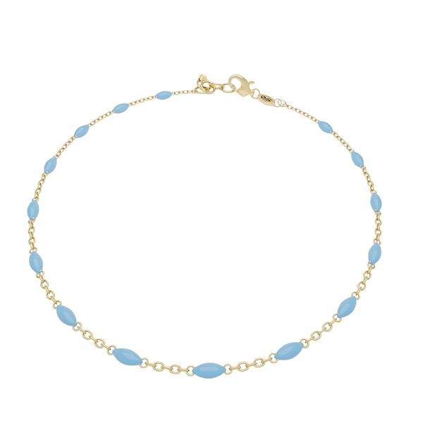 Bracelet Femme – or 18 carats – 0.74 gr – chaîne avec émaillage bleu, élégance – Valeur refuge – Idée cadeau – poinçon 750 – Certificat d’authenticité – Salia Gold Paris