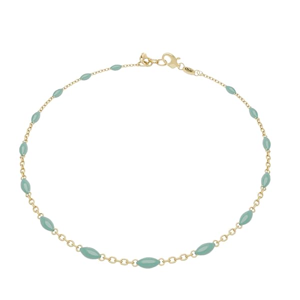 Bracelet Femme – or 18 carats – 0.83 gr – chaîne avec émaillage turquoise, élégance – Valeur refuge – Idée cadeau – poinçon 750 – Certificat d’authenticité – Salia Gold Paris