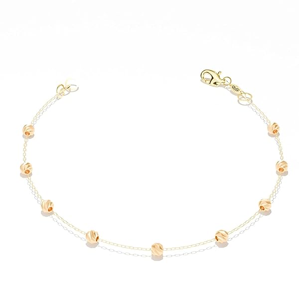 Bracelet Femme – or 18 carats – 0.83 gr – fin avec petites perles en or facettées, bijou léger – Valeur refuge – Idée cadeau – poinçon 750 – Certificat d’authenticité – Salia Gold Paris