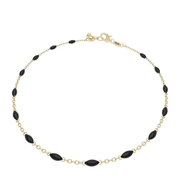 Bracelet Femme – or 18 carats – 0.92 gr – chaîne avec maillons émaillés noirs, élégance raffinée – Valeur refuge – Idée cadeau – poinçon 750 – Certificat d’authenticité – Salia Gold Paris