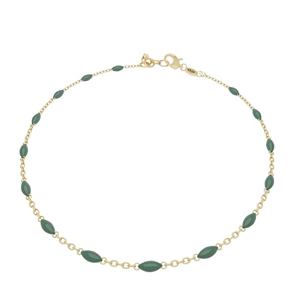 Bracelet Femme – or 18 carats – 0.93 gr – design délicat émaillé gris-vert, élégance raffinée – Valeur refuge – Idée cadeau – poinçon 750 – Certificat d’authenticité – Salia Gold Paris