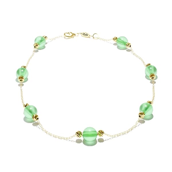 Bracelet Femme – or 18 carats – 1.14 gr – pierres vertes translucides, élégance naturelle et design – Valeur refuge – Idée cadeau – poinçon 750 – Certificat d’authenticité – Salia Gold Paris