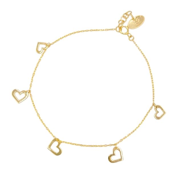 Bracelet Femme – or 18 carats – 1.35 gr – design élégant avec pendentifs cœurs délicats – symbole élégant – Valeur refuge – Idée cadeau – poinçon 750 – Certificat d’authenticité – Salia Gold Paris