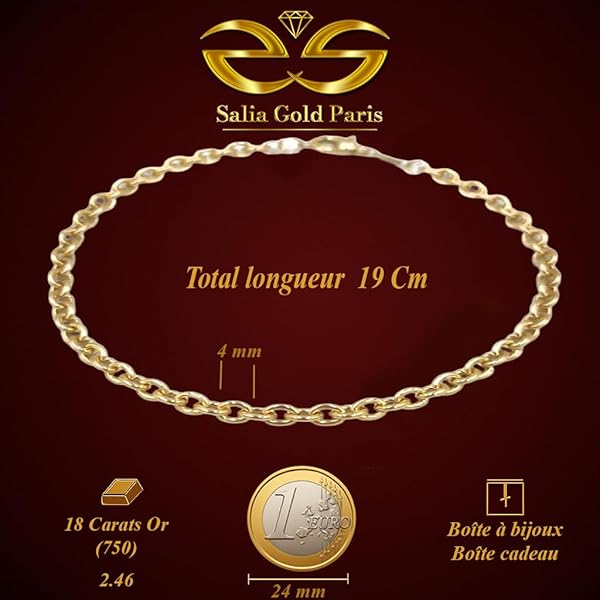 Bracelet Femme – or 18 carats – 2.46 gr – design Noura, maillons ronds 4 mm – touche d’élégance au quotidien – Valeur refuge – Idée cadeau – poinçon 750 – Certificat d’authenticité – Salia Gold Paris - Image 4