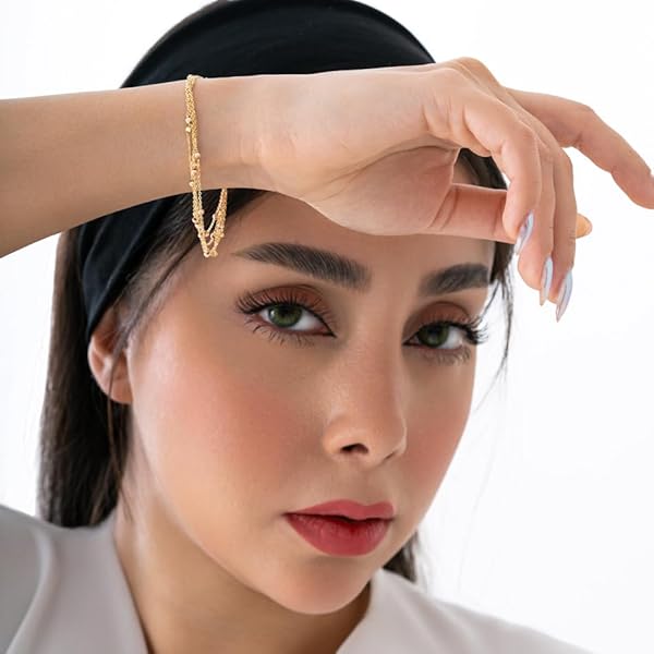 Bracelet Femme – or blanc 18 carats – 3.2 gr – jaune et blanc, multi-chaînes avec perles facettées – Valeur refuge – Idée cadeau – poinçon 750 – Certificat d’authenticité – Salia Gold Paris - Image 3