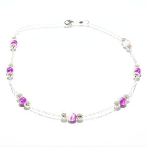 Bracelet en or blanc 18 carats avec pierres violettes brillantes – 1.38 gr Or 750/1000 sans Pierres Design raffiné et élégant – Bijou tendance et intemporel – Salia Gold Paris