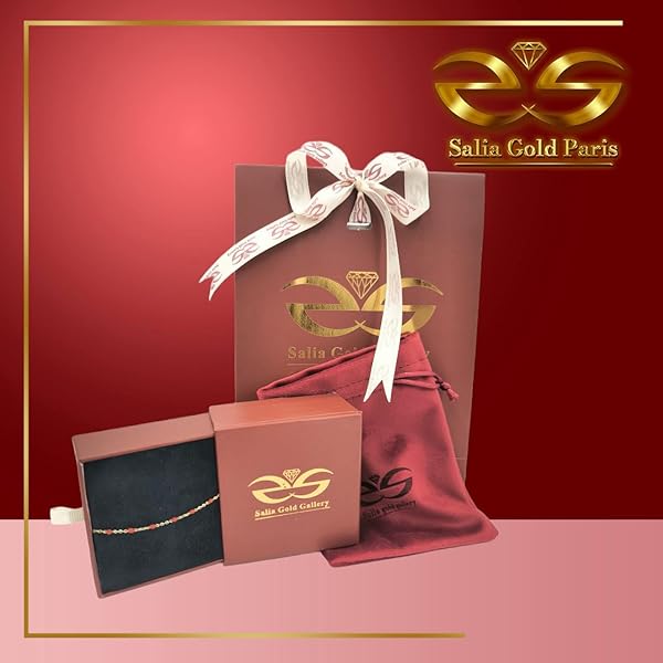 Bracelet en or jaune 18 carats – 0.81 gr – Chaîne délicate avec maillons émaillés rouges – Élégance raffinée – Garantie 5 ans – Salia Gold Paris - Image 5