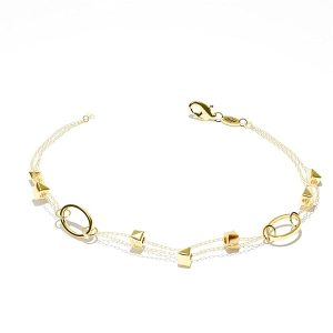Bracelet en or jaune 18 carats – Design graine Ovale avec perles cubiques – 2 gr Or 750/1000 Élégance contemporaine – Salia Gold Paris