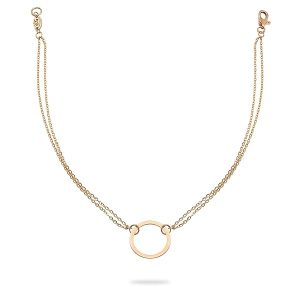 Bracelet femme or jaune 18 carats – Design minimaliste avec cercle central et double chaîne ;1.20 gr – Cadeau élégant et confortable – Salia Gold Paris