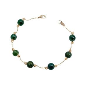 Bracelet femme or jaune 18 carats – Style raffiné avec pierres vertes naturelles 1.11 gr Or 750/1000 – Cadeau précieux et intemporel – Salia Gold Paris