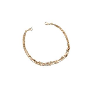 Bracelet femme or jaune et blanc 18 carats – Multi-chaînes avec perles facettées 3.2 gr Or 750/1000 – Bijou raffiné et lumineux – Salia Gold Paris