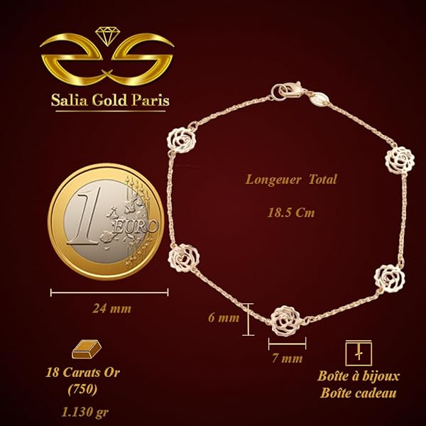 Bracelet – or 18 Carats – Une magnifique œuvre d’art composée de somptueuses roses dorées – Valeur refuge – Idée cadeau – poinçon 750 – Certificat d’authenticité – Salia Gold Paris - Image 4