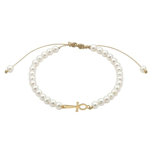 Bracelet – or 18 carats – 0.26 gr – croix et perles – Valeur refuge – Idée cadeau – poinçon 750 – Certificat d’authenticité – Salia Gold Paris