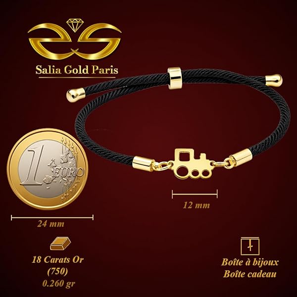 Bracelet – or 18 carats – 0.26 gr – locomotive ajourée – Valeur refuge – Idée cadeau – poinçon 750 – Certificat d’authenticité – Salia Gold Paris - Image 4