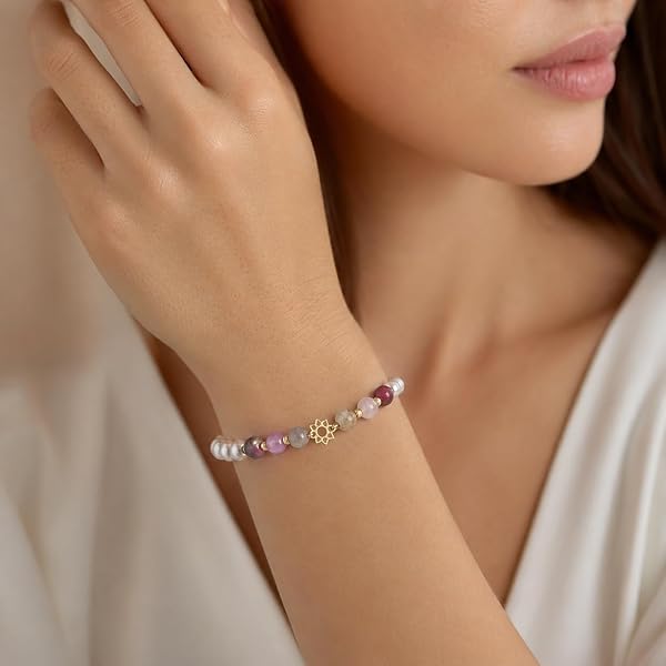 Bracelet – or 18 carats – 0.270 gr – bracelet avec pierres colorées, plaque or fleur et goussets or facettés – Valeur refuge – Cadeau – 750 – Certificat d’authenticité – Salia Gold Paris - Image 3