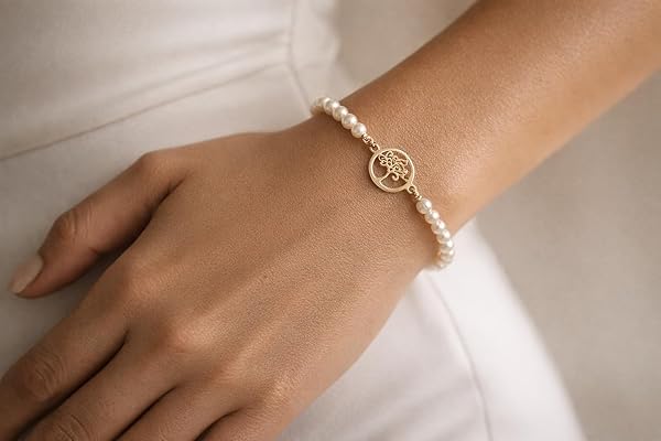 Bracelet – or 18 carats – 0.35 gr – arbre de vie et perles – Valeur refuge – Idée cadeau – poinçon 750 – Certificat d’authenticité – Salia Gold Paris - Image 3