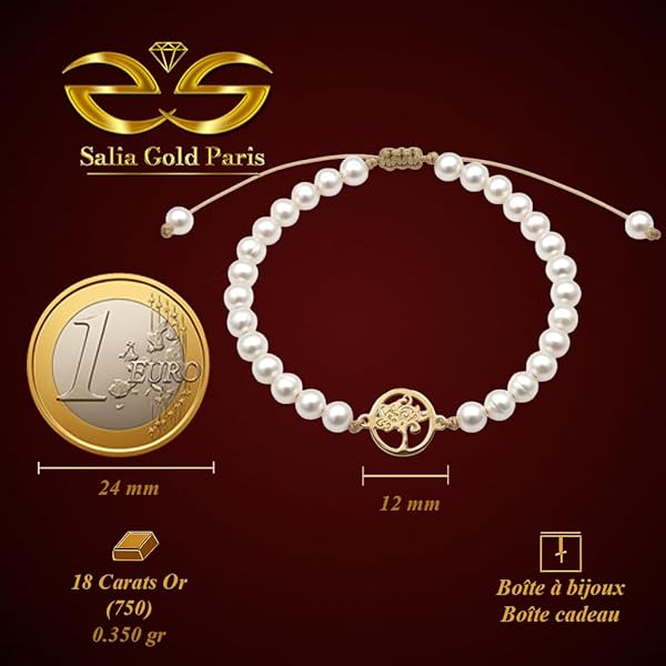 Bracelet – or 18 carats – 0.35 gr – arbre de vie et perles – Valeur refuge – Idée cadeau – poinçon 750 – Certificat d’authenticité – Salia Gold Paris - Image 4