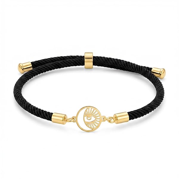 Bracelet – or 18 carats – 0.35 gr – œil et croissant de lune ajouré – Valeur refuge –Personnalise Idée cadeau – poinçon 750 – Certificat d’authenticité – Salia Gold Paris