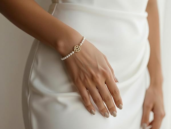 Bracelet – or 18 carats – 0.40 gr – étoile et perles – Valeur refuge – Idée cadeau – poinçon 750 – Certificat d’authenticité – Salia Gold Paris - Image 3