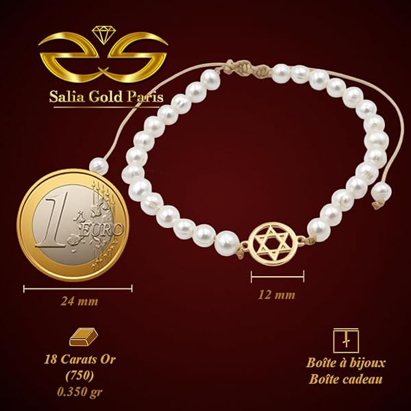 Bracelet – or 18 carats – 0.40 gr – étoile et perles – Valeur refuge – Idée cadeau – poinçon 750 – Certificat d’authenticité – Salia Gold Paris - Image 4