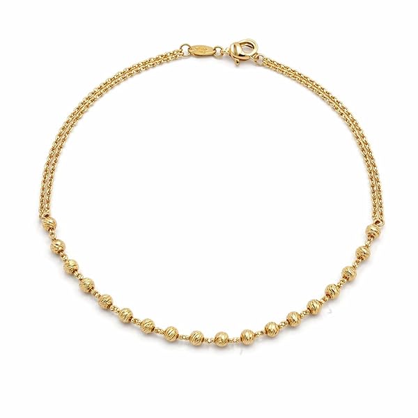 Bracelet – or 18 carats – 1.44 gr – chaîne fine perles facettées – Valeur refuge – Idée cadeau – poinçon 750 – Certificat d’authenticité – Salia Gold Paris