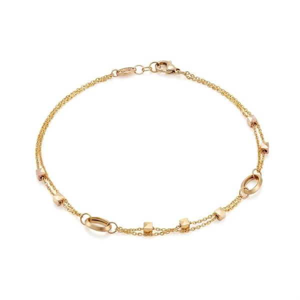 Bracelet – or 18 carats – 2 gr – design graine ovale avec perles cubiques – charme naturel au quotidien – Valeur refuge – Idée cadeau – poinçon 750 – Certificat d’authenticité – Salia Gold Paris