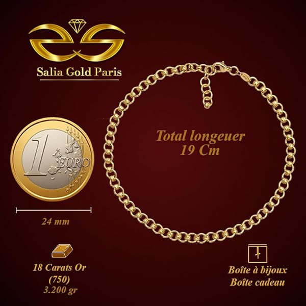 Bracelet – or 18 carats – 3.200 gr – Des sphères lumineuses facettées, délicatement disposées les unes à côte – Valeur refuge – Idée cadeau – poinçon 750 – Certificat d’authenticité – Salia Gold Paris - Image 4