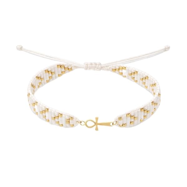 Bracelet – or 18 carats Anneau en Or – 0.26 gr – cordon de perles tressées multicolores avec croix délicate – Valeur refuge – Idée cadeau – poinçon 750 – Certificat d’authenticité – Salia Gold Paris