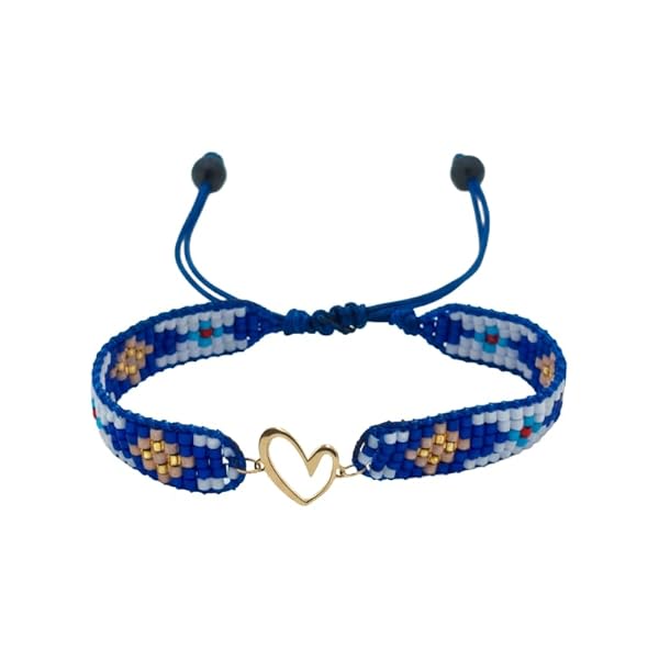 Bracelet – or 18 carats Anneau en Or – 0.30 gr – cordon de perles tressées multicolores avec cœur central – Valeur refuge – Idée cadeau – poinçon 750 – Certificat d’authenticité – Salia Gold Paris