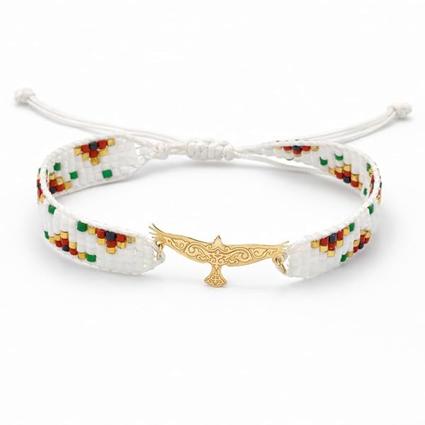 Bracelet – or 18 carats Anneau en Or – 0.55 gr – cordon tressé, perles multicolores, motif oiseau – Valeur refuge – Idée cadeau – poinçon 750 – Certificat d’authenticité – Salia Gold Paris