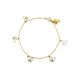 Bracelet or jaune 18 carats 1,34 gr Or 750/1000 – Bracelet fin et élégant avec pendentifs papillons délicats – Salia Gold Paris