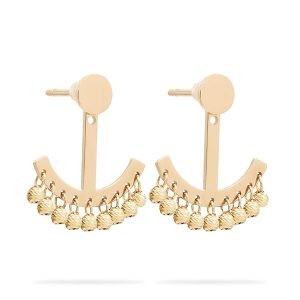 Clous d’oreilles femme or jaune 18 carats – Design ancre moderne avec boules mobiles – 2.20 gr Or 750/1000_Cadeau original livré avec boîte – Salia Gold Paris
