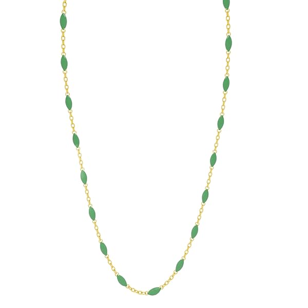 Collier Femme – or 18 carats – 1.25 gr – chaîne émaillée turquoise, élégance – Valeur refuge – Idée cadeau – poinçon 750 – Certificat d’authenticité – Salia Gold Paris