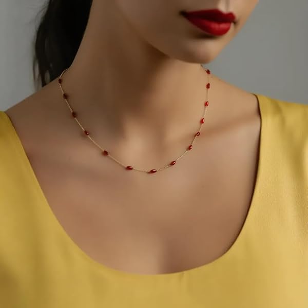 Collier Délicat Émaillé Rouge — Bijou Coloré du Quotidien, Idée Cadeau – Image 2