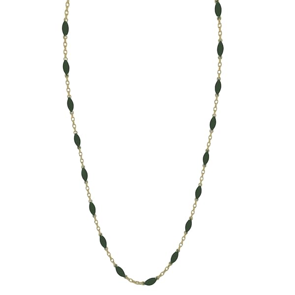 Collier Femme – or 18 carats – 1.55 gr – chaîne émaillée vert-gris, élégance – Valeur refuge – Idée cadeau – poinçon 750 – Certificat d’authenticité – Salia Gold Paris