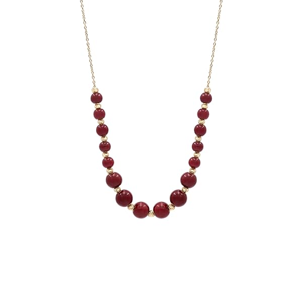 Collier Femme – or 18 carats – 1.85 gr – pierres rouges & perles dorées facettées, élégance – Valeur refuge – Idée cadeau – poinçon 750 – Certificat d’authenticité – Salia Gold Paris