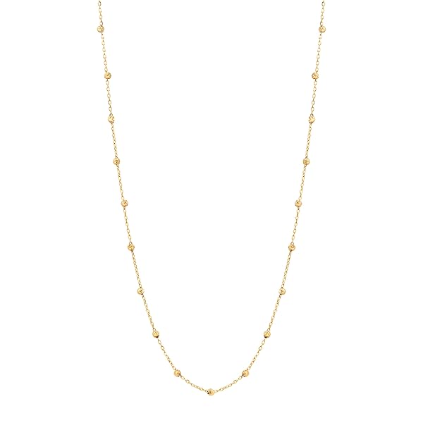 Collier Femme – or 18 carats – 2.24 gr – chaîne avec petites perles en or facettées – Valeur refuge – Idée cadeau – poinçon 750 – Certificat d’authenticité – Salia Gold Paris