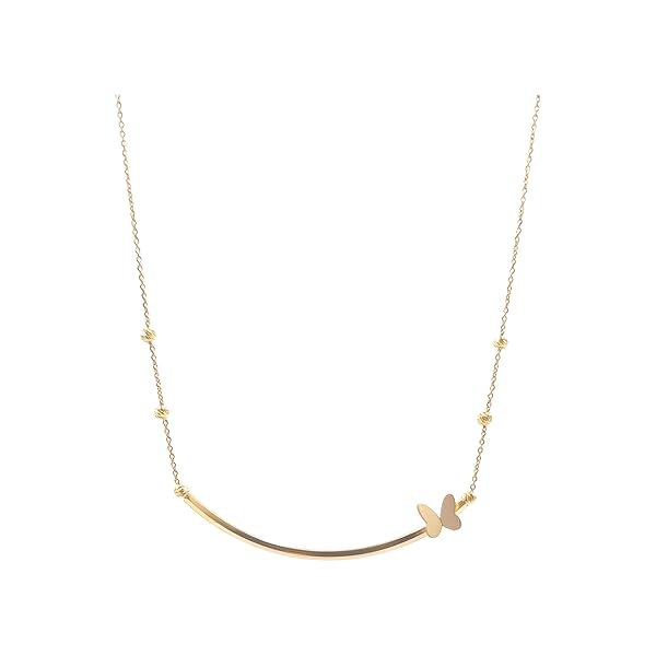 Collier Femme – or 18 carats – 2.24 gr – en forme de croissant avec un papillon posé sur son bord, élégance – Valeur refuge – Idée cadeau – poinçon 750 – Certificat d’authenticité – Salia Gold Paris