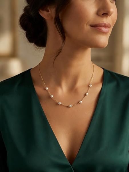 Collier – Or 18 carats – 1.620 gr – Perles blanches éclatantes et boules facettées en or – Valeur refuge – Idée Cadeau – Poinçon 750 – Certificat d’authenticité – Salia Gold Paris - Image 3