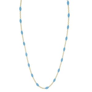 Collier en or jaune 18 carats – 1,12 gr Or 750/1000 – design délicat émaillé bleu – Élégance intemporelle – Salia Gold Paris