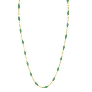 Collier en or jaune 18 carats – 1.25 gr Or 750/1000 – Chaîne délicate émaillée turquoise – Élégance intemporelle – Salia Gold Paris