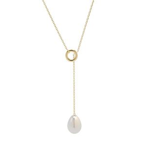 Collier en or jaune 18 carats – 1.74 gr Or 750/1000 sans perle – chaîne 43 cm avec perle – Élégance intemporelle – Salia Gold Paris